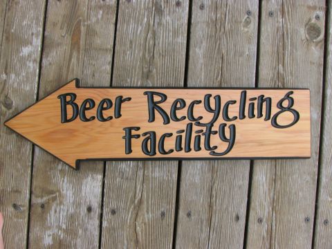 Wood sign - Beer recycling facility